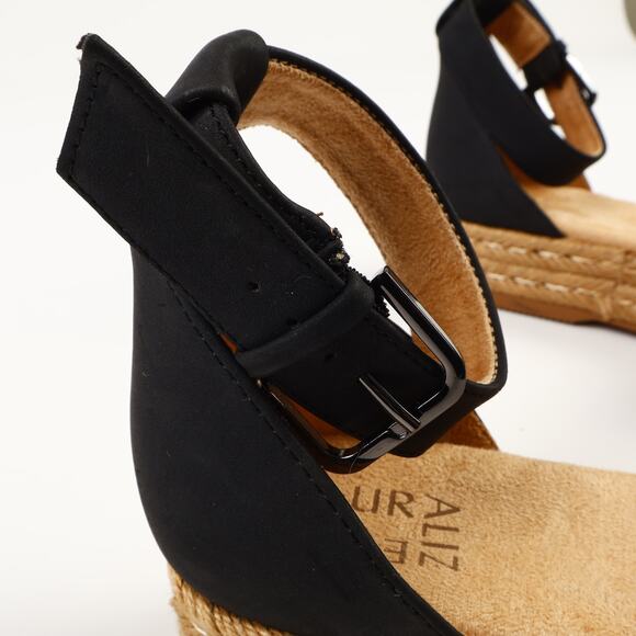 Naturalizer Womens 7.5M Espadrilles Waverly Black Platform Shoes Ankle Buckle - Picture 8 of 8